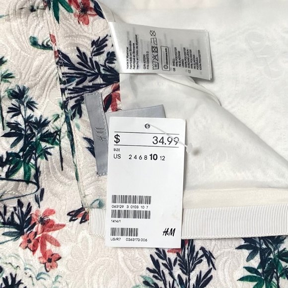 H&M Women's Creamy White Botanical Mini Skirt, Size 10 - Picture 7 of 7